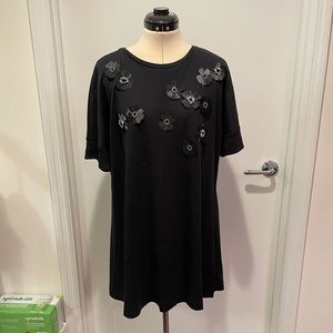 Joan Vass flower bead embellished T-shirt tunic